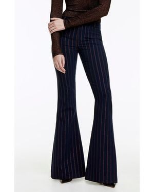 Smythe Metallic Stripe Bootcut Pants - Blue