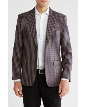 T.R. Premium Houndstooth Slim Fit Blazer - Brown