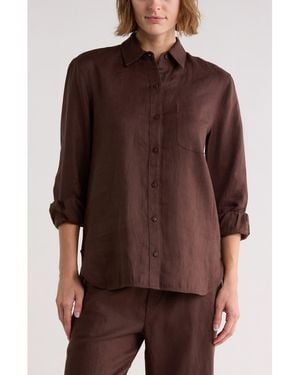 Rag & Bone Max Long Sleeve Linen Button-Up Shirt - Brown