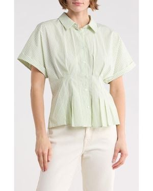 Cece Pleat Waist Top - Green