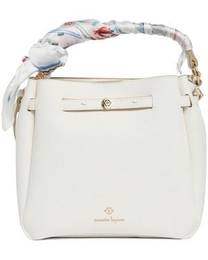 Nanette Lepore Scarf Trim Belted Bucket Bag - White