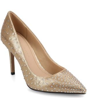 Journee Collection Embellished Pointed Toe Pump - Natural
