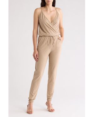 Go Couture Sleeveless Drawstring Jumpsuit - Natural