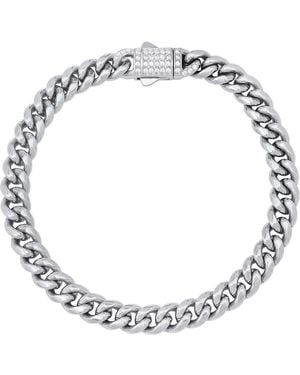 Steeltime Stone Accent Curb Chain Bracelet - Metallic