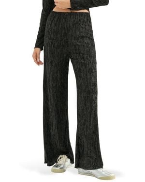 Lush Stripe Wide Leg Pants - Black