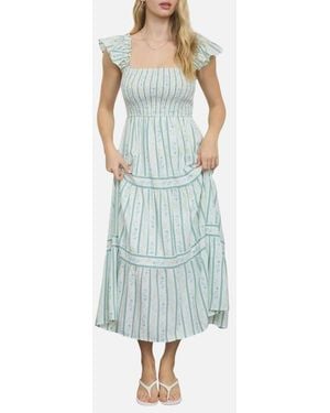 Blu Pepper Smocked Midi Dress - Blue