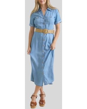 AUGUST SKY Midi Shirtdress - Blue