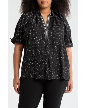 Max Studio Puff Sleeve Top - Black