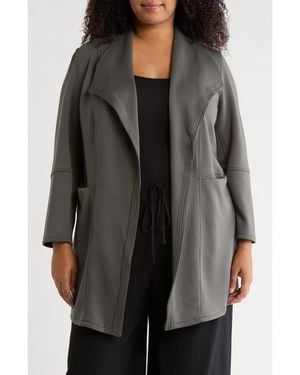 Max Studio Draped Collar Scuba Jacket - Gray