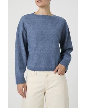 French Connection Boat Neck Drop Shoulder Sweater - Blue