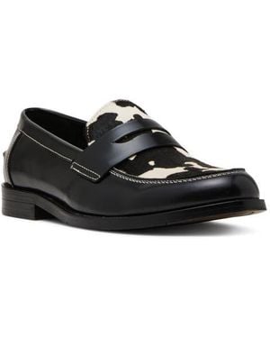Steve Madden Natan Genuine Calf Hair Penny Loafer - Black