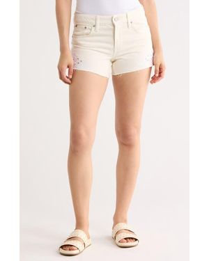 Lucky Brand Mid Rise Embroidered Cutoff Shorts - Natural