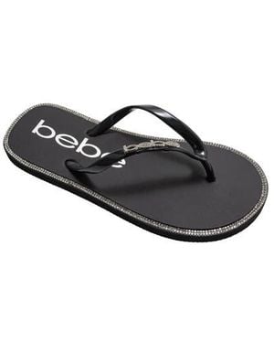 Bebe Rhinestone Flip Flop - Gray