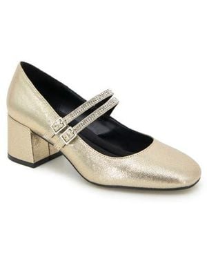 Kenneth Cole Soft Gold Fabric Mary Jane Pumps - Natural