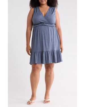 Max Studio Front Knot Tiered Dress - Blue