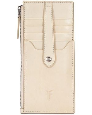 Frye Slim Leather Snap Card Wallet - Natural