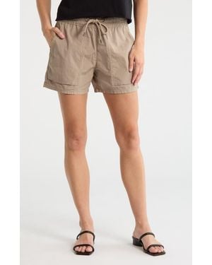 James Perse Stretch Cotton Poplin Drawstring Shorts - Natural