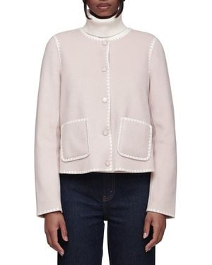 Bagatelle Contrast Stitch Collarless Jacket - White