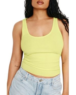 GOOD AMERICAN Light Ribbed Crop Tank - Green