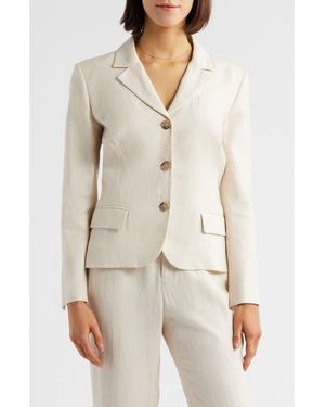 FRAME The Smart Linen Blend Blazer - Natural