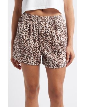 Open Edit Print Cozy Flannel Boxer Pajama Shorts - Multicolor