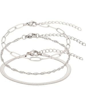 Adornia Set Of 3 Tarnish Resistant Chain Bracelets - White