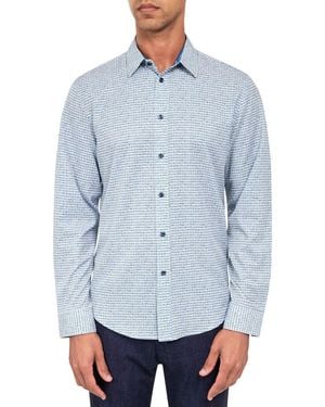 Brooklyn Brigade Watercolor Geometric Long Sleeve Shirt - Blue
