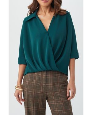 Trina Turk Otto Faux Wrap Top - Green