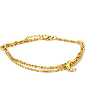 Rebel Layered Crescent Moon Bracelet - Metallic