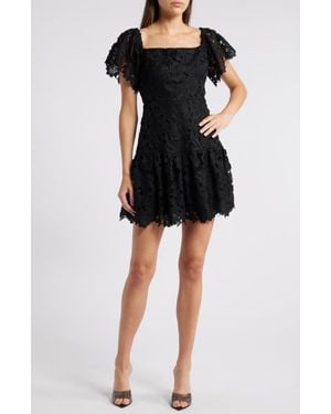 Chelsea28 Flutter Sleeve Lace Minidress - Black