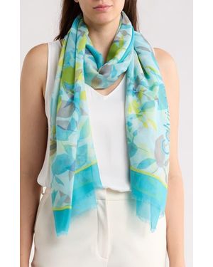 Calvin Klein Tropical Floral Oversize Scarf - Blue