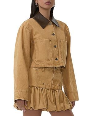 AFRM Wrenley Crop Denim Jacket - Brown