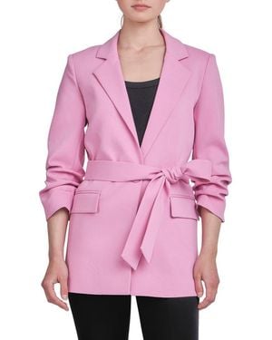 Endless Rose Belted Three-Quarter Sleeve Blazer - Pink