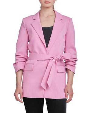 Endless Rose Belted Three-Quarter Sleeve Blazer - Pink
