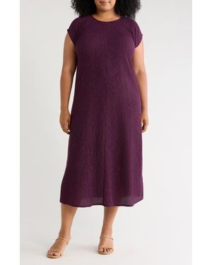 Eileen Fisher Round Neck Shift Dress - Purple