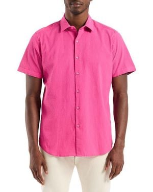 Robert Graham Piers Short Sleeve Seersucker Shirt - Pink