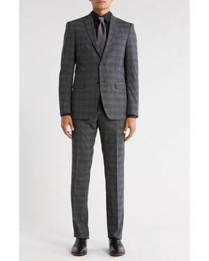 John Varvatos Plaid Wool Blend Suit - Gray