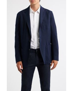 Canali Trim Fit Knit Cotton Blend Blazer - Blue