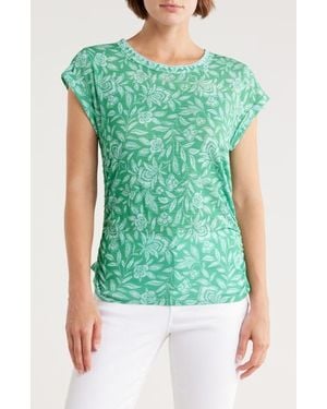 Democracy Cap Sleeve Ruched Top - Green