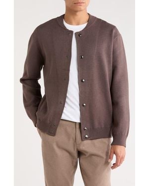 Tahari Varsity Sweater Jacket - Brown