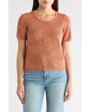 DR2 by Daniel Rainn Cotton Jacquard Short Sleeve Sweater - Blue