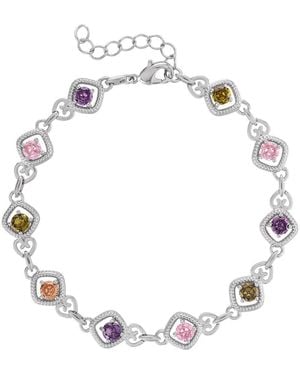 FZN Heart Link Cubic Zirconia Bracelet - White