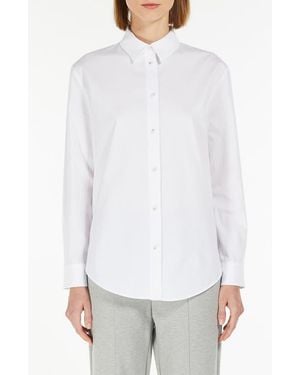 MM by Max Mara Ricard Woven Cotton Shirt - White