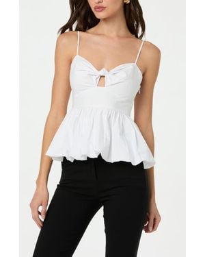 Astr Cotton Twist Cutout Bubble Peplum Camisole - White
