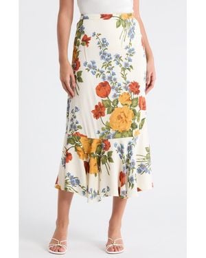 Tahari Floral Print Flounce Skirt - Multicolor