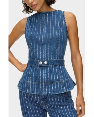ALIGNE Trish Dimante Belted Denim Peplum - Blue