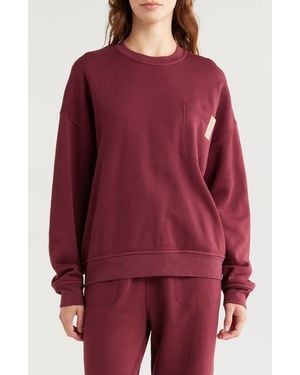 Lunya Silksweats Oversize Cotton Blend Pajama Sweatshirt - Red