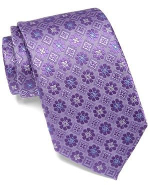 Duchamp Small Medallion Silk Tie - Purple