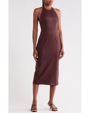DL1961 Esme Halter Neck Faux Leather Dress - Purple