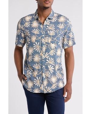 Original Penguin Botanical Short Sleeve Button-Up Shirt - Blue